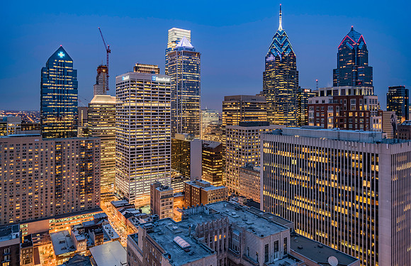 Phillie Skyline from Rittenhouse at Night