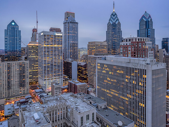 Phillie Skyline from Rittenhouse at Twilight-2